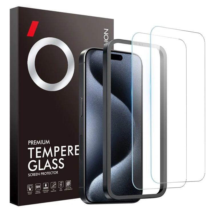 NORTHJO 2Pcs A+ For iPhone 15 Pro Max Screen Protector 2.5D Tempered Glass Film with Installation Frame