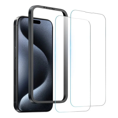 NORTHJO 2Pcs A+ For iPhone 15 Pro Max Screen Protector 2.5D Tempered Glass Film with Installation Frame