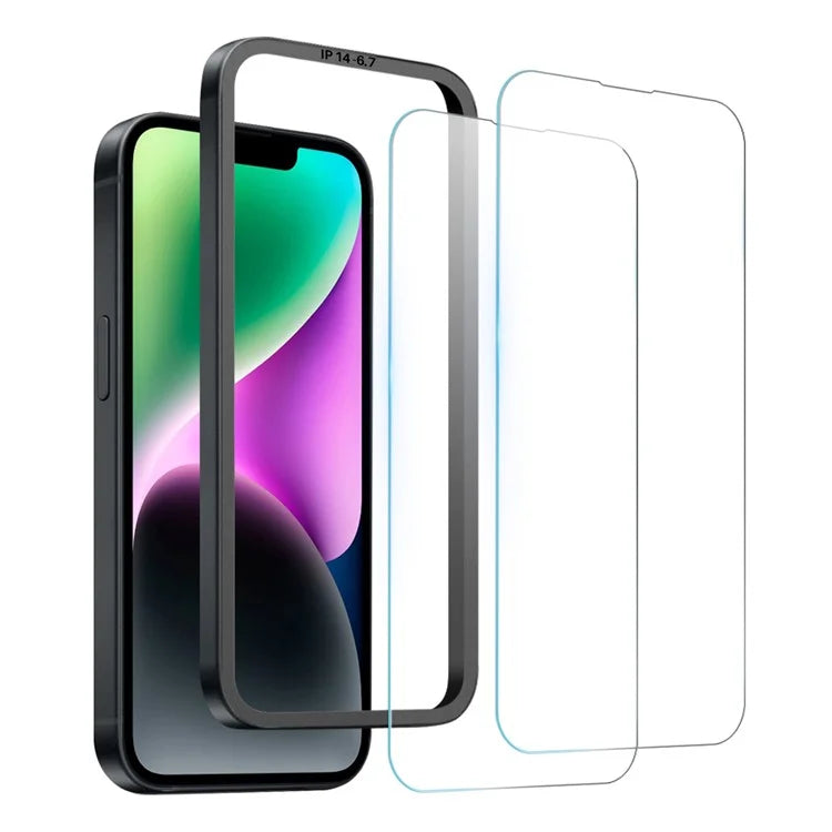 NORTHJO 2Pcs A+ For iPhone 14 Plus Tempered Glass Screen Protector 0.3mm 2.5D Clear Film with Installation Tool