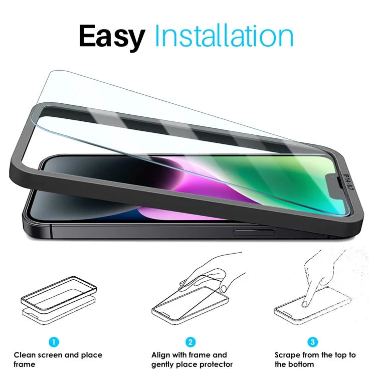 NORTHJO 2Pcs A+ For iPhone 14 Plus Tempered Glass Screen Protector 0.3mm 2.5D Clear Film with Installation Tool