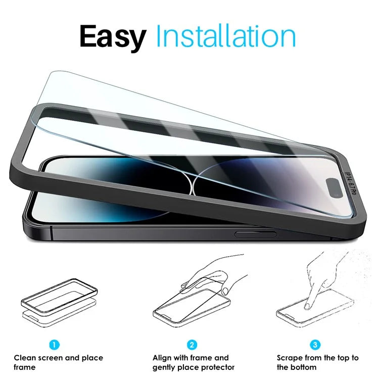 NORTHJO 2Pcs A+ For iPhone 14 Pro Max Tempered Glass Screen Protector 0.3mm 2.5D with Installation Tool