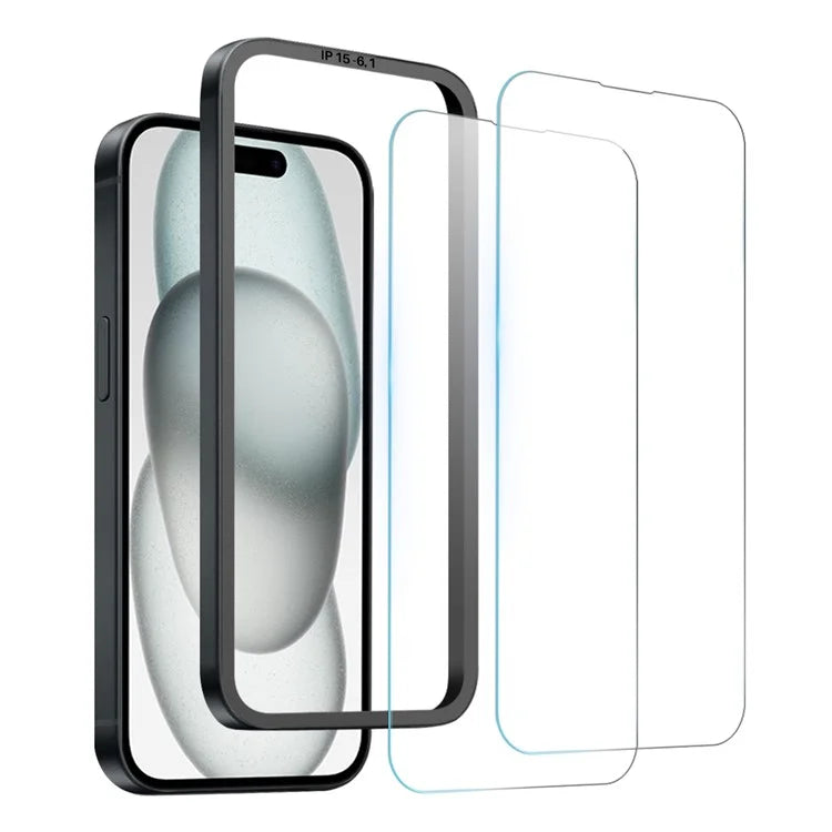 NORTHJO 2Pcs A+ For iPhone 15 Clear Screen Protector 0.3mm 2.5D Tempered Glass Film with Installation Tool