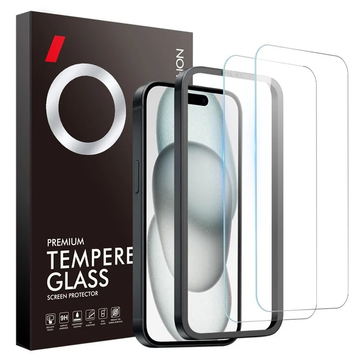 NORTHJO 2Pcs A+ For iPhone 15 Plus Screen Protector Easy Installation Tempered Glass Film