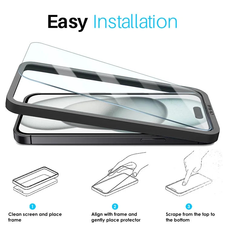 NORTHJO 2Pcs A+ For iPhone 15 Plus Screen Protector Easy Installation Tempered Glass Film
