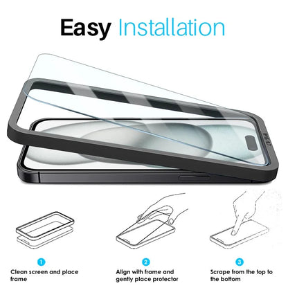 NORTHJO 2Pcs A+ For iPhone 15 Plus Screen Protector Easy Installation Tempered Glass Film