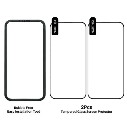 NORTHJO 2Pcs A+ For iPhone 15 Pro Max Screen Protector Silk Printing Film with Installation Alignment Frame
