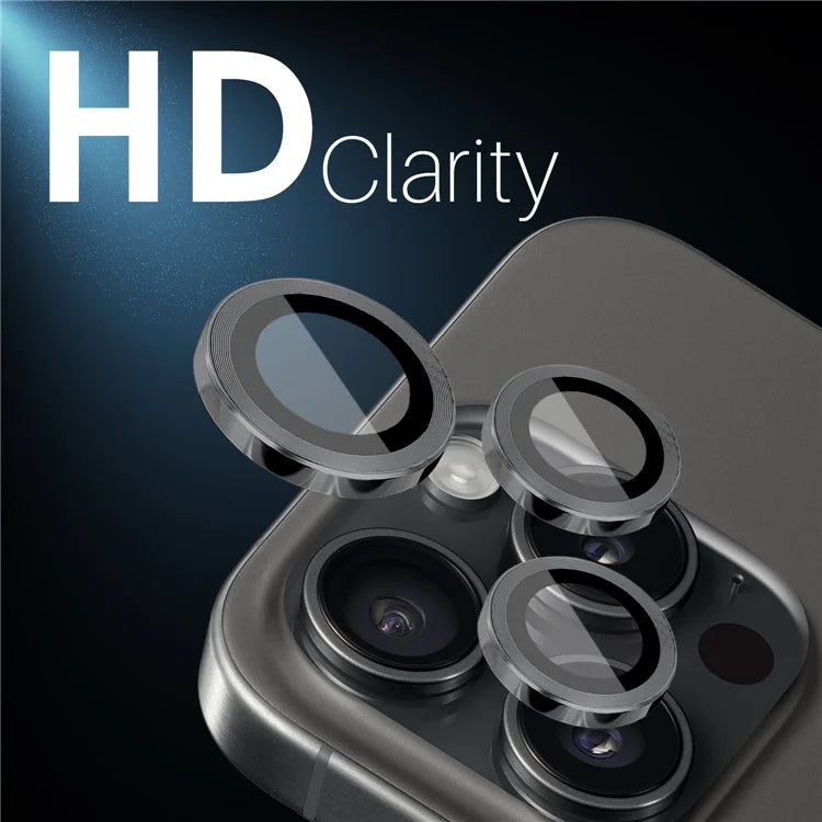 NORTHJO 2 Sets for iPhone 14 Pro / 14 Pro Max / 15 Pro / 15 Pro Max Tempered Glass Lens Protector CD Veins Metal Ring Lens Guard