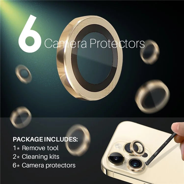NORTHJO 2 Sets for iPhone 14 Pro / 14 Pro Max / 15 Pro / 15 Pro Max Tempered Glass Lens Protector CD Veins Metal Ring Lens Guard