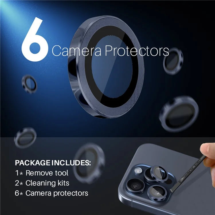 NORTHJO 2 Sets for iPhone 14 Pro / 14 Pro Max / 15 Pro / 15 Pro Max Tempered Glass Lens Protector CD Veins Metal Ring Lens Guard
