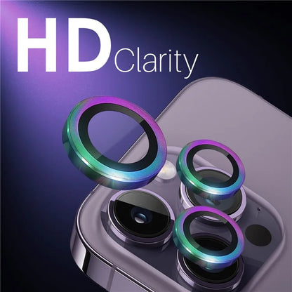 NORTHJO 2 Sets for iPhone 14 Pro / 14 Pro Max / 15 Pro / 15 Pro Max Tempered Glass Lens Protector CD Veins Metal Ring Lens Guard