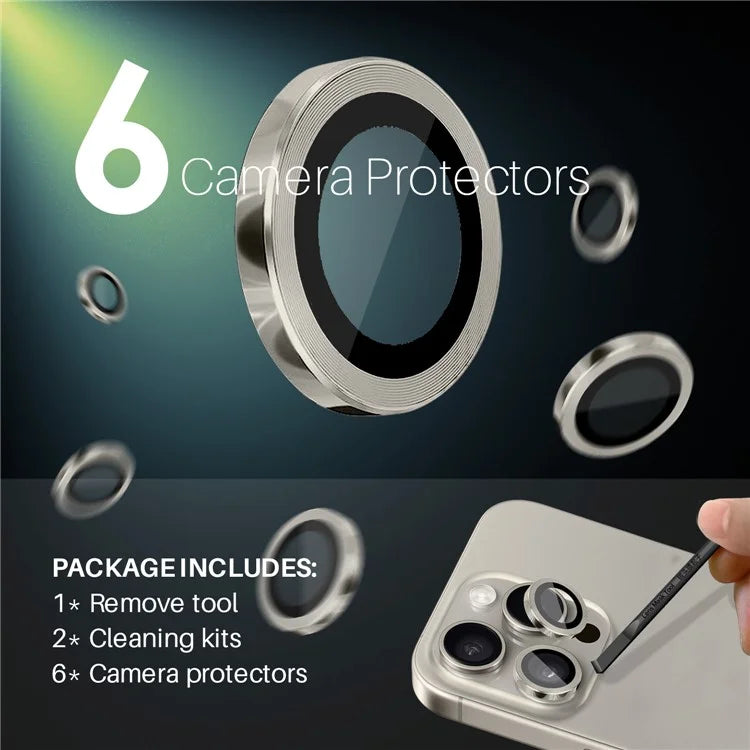 NORTHJO 2 Sets for iPhone 14 Pro / 14 Pro Max / 15 Pro / 15 Pro Max Tempered Glass Lens Protector CD Veins Metal Ring Lens Guard
