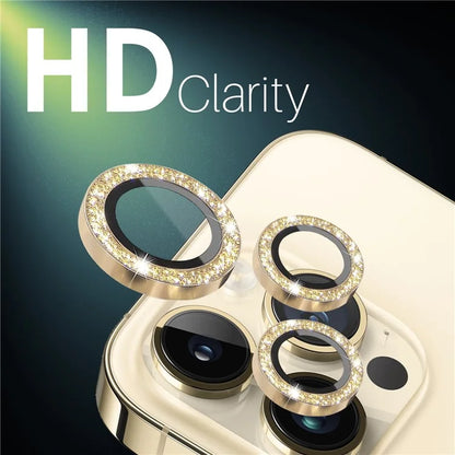 NORTHJO 2 Sets for iPhone 15 Pro / 15 Pro Max / 14 Pro / 14 Pro Max Lens Protector Glitter Ring Tempered Glass Lens Guard