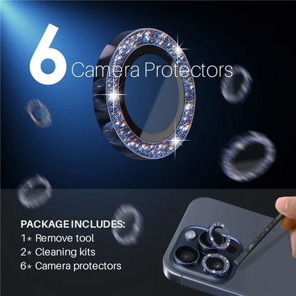 NORTHJO 2 Sets for iPhone 15 Pro / 15 Pro Max / 14 Pro / 14 Pro Max Lens Protector Glitter Ring Tempered Glass Lens Guard