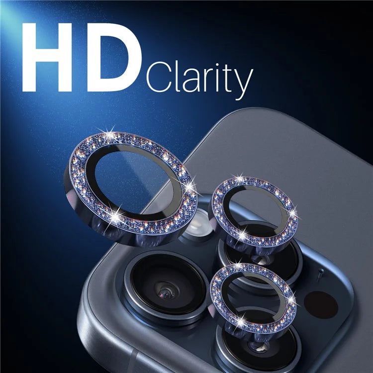 NORTHJO 2 Sets for iPhone 15 Pro / 15 Pro Max / 14 Pro / 14 Pro Max Lens Protector Glitter Ring Tempered Glass Lens Guard