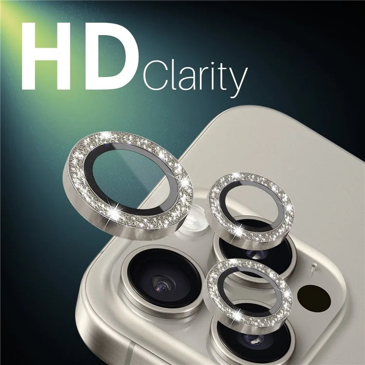 NORTHJO 2 Sets for iPhone 15 Pro / 15 Pro Max / 14 Pro / 14 Pro Max Lens Protector Glitter Ring Tempered Glass Lens Guard