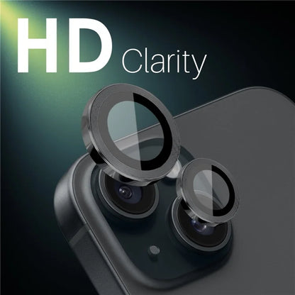 NORTHJO 3 Sets for iPhone 15 / 15 Plus / 14 / 14 Plus Tempered Glass Lens Protector CD Veins Metal Ring Lens Film