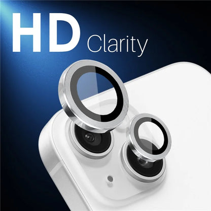 NORTHJO 3 Sets for iPhone 15 / 15 Plus / 14 / 14 Plus Tempered Glass Lens Protector CD Veins Metal Ring Lens Film