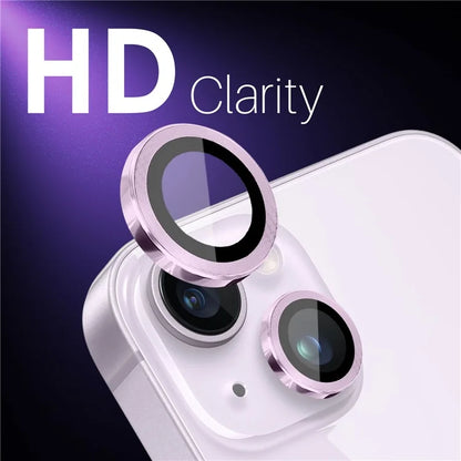 NORTHJO 3 Sets for iPhone 15 / 15 Plus / 14 / 14 Plus Tempered Glass Lens Protector CD Veins Metal Ring Lens Film