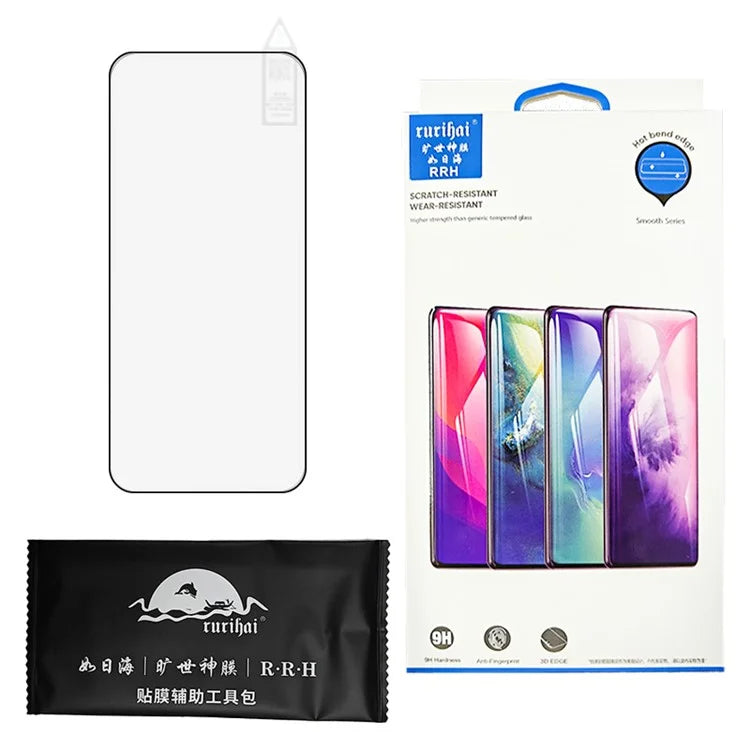 RURIHAI For Oppo Reno12 Pro 5G (Global) Screen Protector High Aluminium-Silicon Glass, 3D Curved Edge