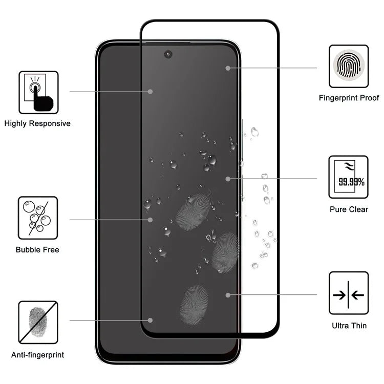 For Xiaomi Redmi 13 4G AGC Glass Screen Protector Full Glue Black Edge Screen Film