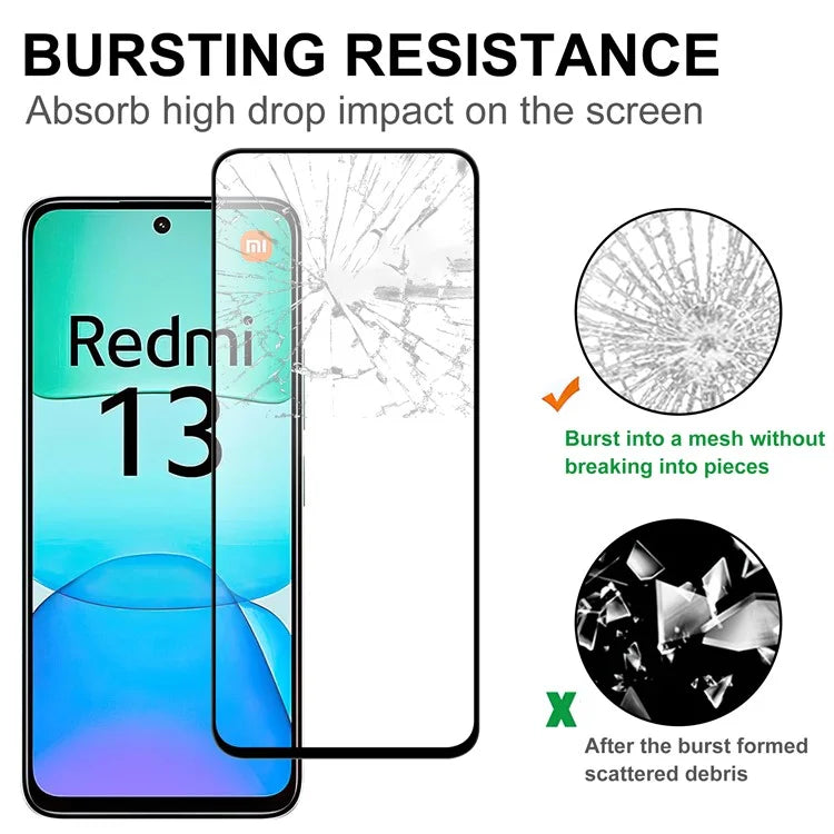 For Xiaomi Redmi 13 4G AGC Glass Screen Protector Full Glue Black Edge Screen Film