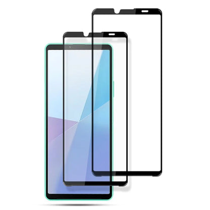 AMORUS 2Pcs For Sony Xperia 10 VI Screen Protector Tempered Glass Film Full-Coverage, Silk Printing
