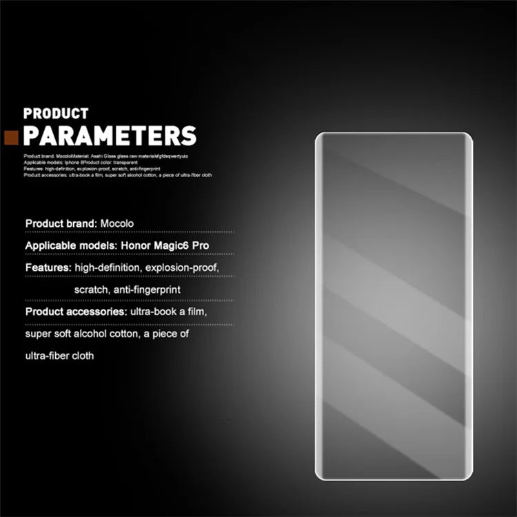 AMORUS For Honor Magic6 Pro 5G UV Liquid Full Screen Protector Cover 3D Curved Tempered Glass Film