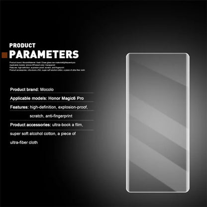 AMORUS For Honor Magic6 Pro 5G UV Liquid Full Screen Protector Cover 3D Curved Tempered Glass Film