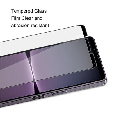 AMORUS For Sony Xperia 10 VI Tempered Glass Screen Protector Full Glue Silk Printing Edge, Black