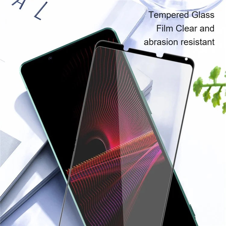 AMORUS For Sony Xperia 10 VI Tempered Glass Screen Protector Full Glue Silk Printing Edge, Black