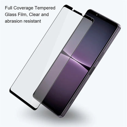 AMORUS For Sony Xperia 10 VI Tempered Glass Screen Protector Full Glue Silk Printing Edge, Black