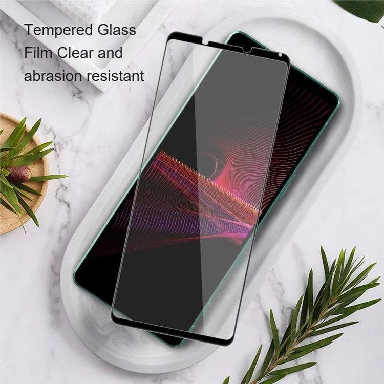 AMORUS For Sony Xperia 10 VI Tempered Glass Screen Protector Full Glue Silk Printing Edge, Black