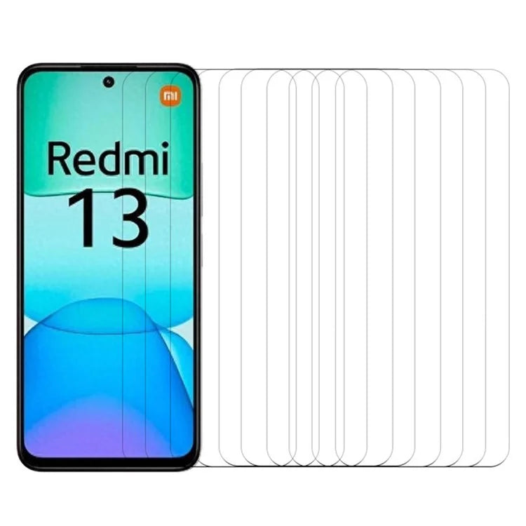 RURIHAI 10Pcs For Xiaomi Redmi 13 4G Screen Protector High Aluminium-Silicon Glass 0.26mm 2.5D Film