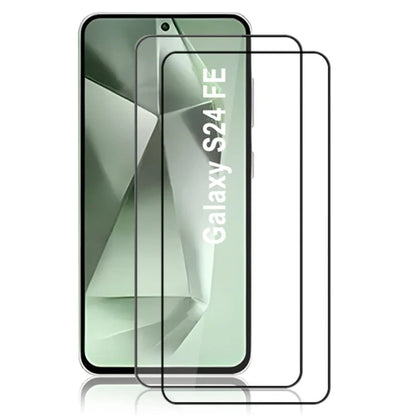 AMORUS 2Pcs For Samsung Galaxy S24 FE Screen Protector Tempered Glass Film Full-Coverage, Silk Printing, Black