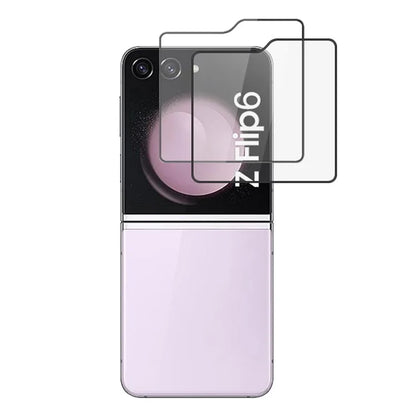 AMORUS 2Pcs For Samsung Galaxy Z Flip6 5G Rear Screen Protector Silk Printing Tempered Glass Film