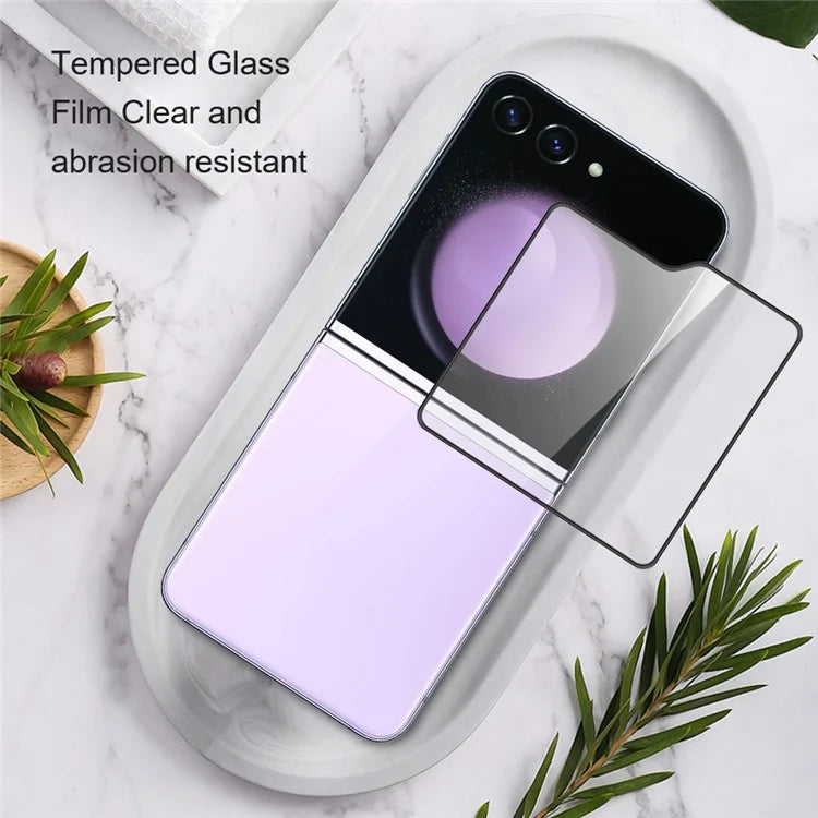 AMORUS 2Pcs For Samsung Galaxy Z Flip6 5G Rear Screen Protector Silk Printing Tempered Glass Film
