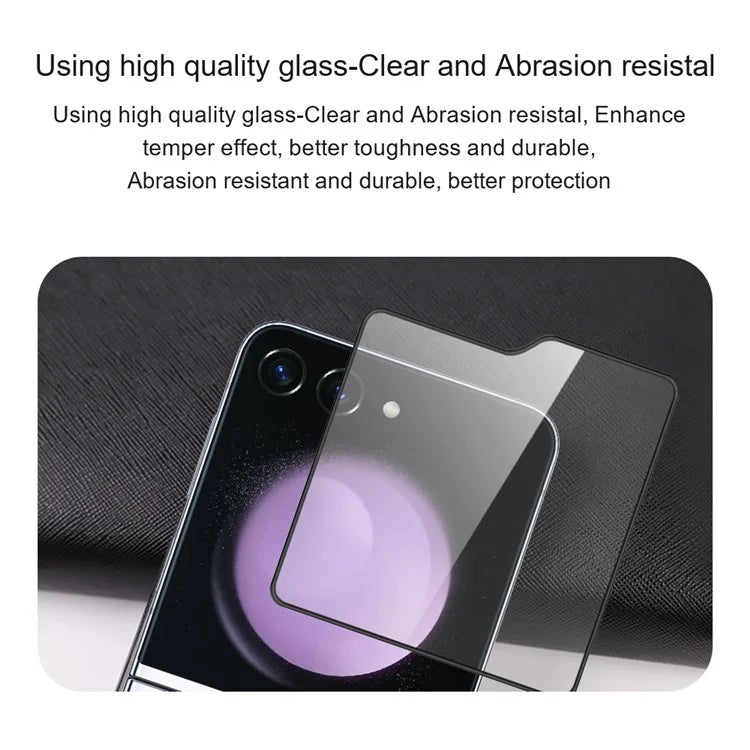 AMORUS 2Pcs For Samsung Galaxy Z Flip6 5G Rear Screen Protector Silk Printing Tempered Glass Film