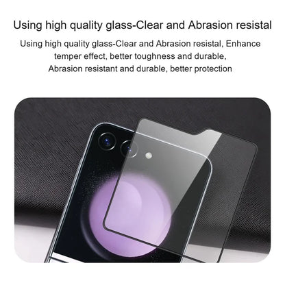 AMORUS 2Pcs For Samsung Galaxy Z Flip6 5G Rear Screen Protector Silk Printing Tempered Glass Film