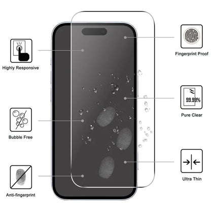 For iPhone 16 Screen Protector 2.5D Arc Edge HD Clear Tempered Glass Film