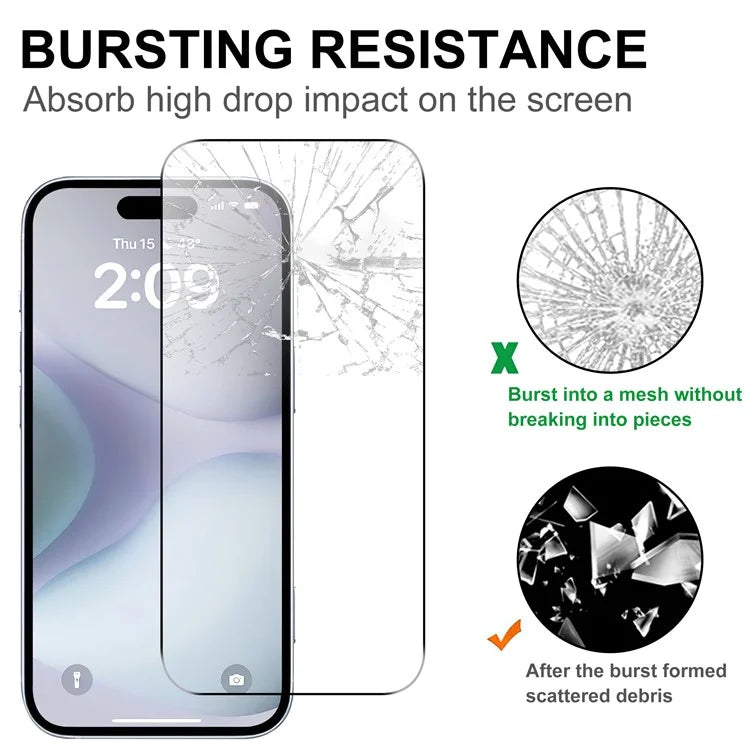 For iPhone 16 Screen Protector 2.5D Arc Edge HD Clear Tempered Glass Film