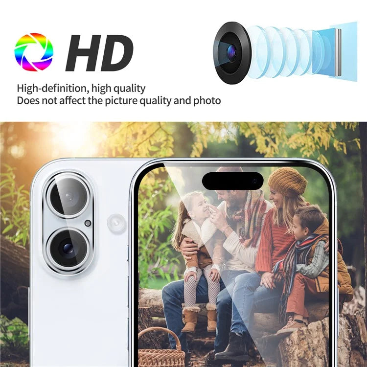 For iPhone 16 Tempered Glass Screen Protector + Full Coverage Camera Lens Protector