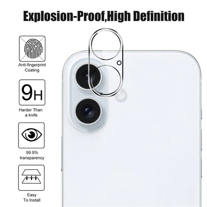For iPhone 16 / 16 Plus Camera Lens Protector Tempered Glass Full Coverage Anti-Explosion Lens Film