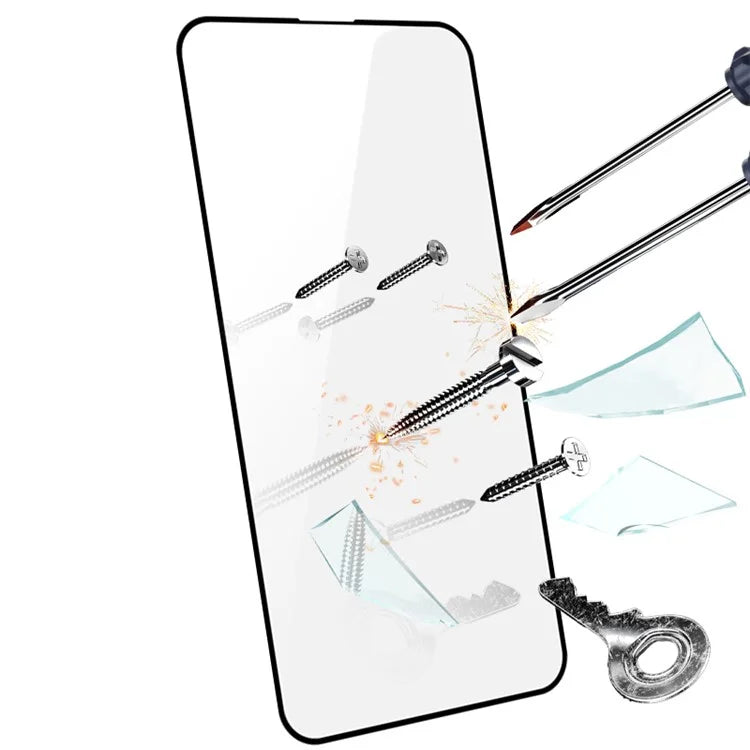 RURIHAI For iPhone 16 Pro Full Screen Protector Electroplated Fingerprint-Resistant Coating