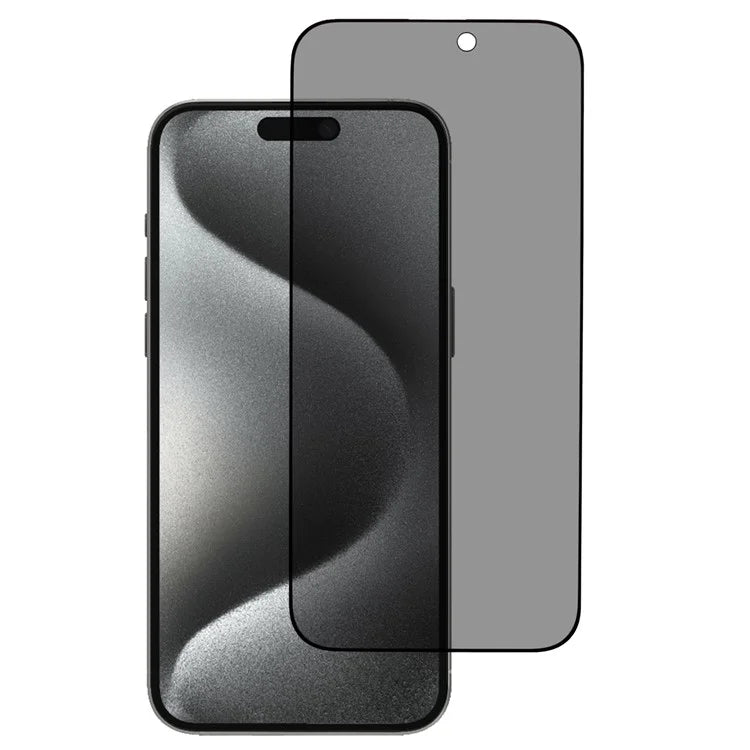 For iPhone 16 Pro Max 180-Degree Anti-Spy Screen Protector Matte Silk-Printing Tempered Glass Film