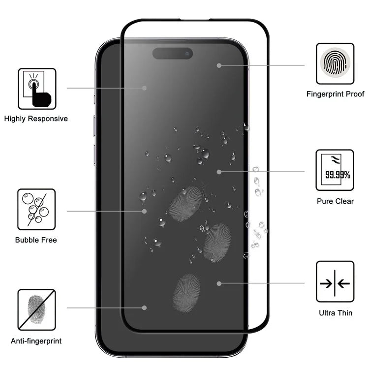 For iPhone 16 Screen Protector AGC Glass Full Glue Black Edge Screen Film