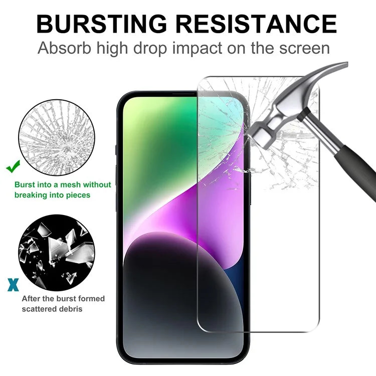 2Pcs For iPhone 16 Plus Screen Protector Anti-explosion 2.5D Arc Edge HD Clear Tempered Glass Screen Film