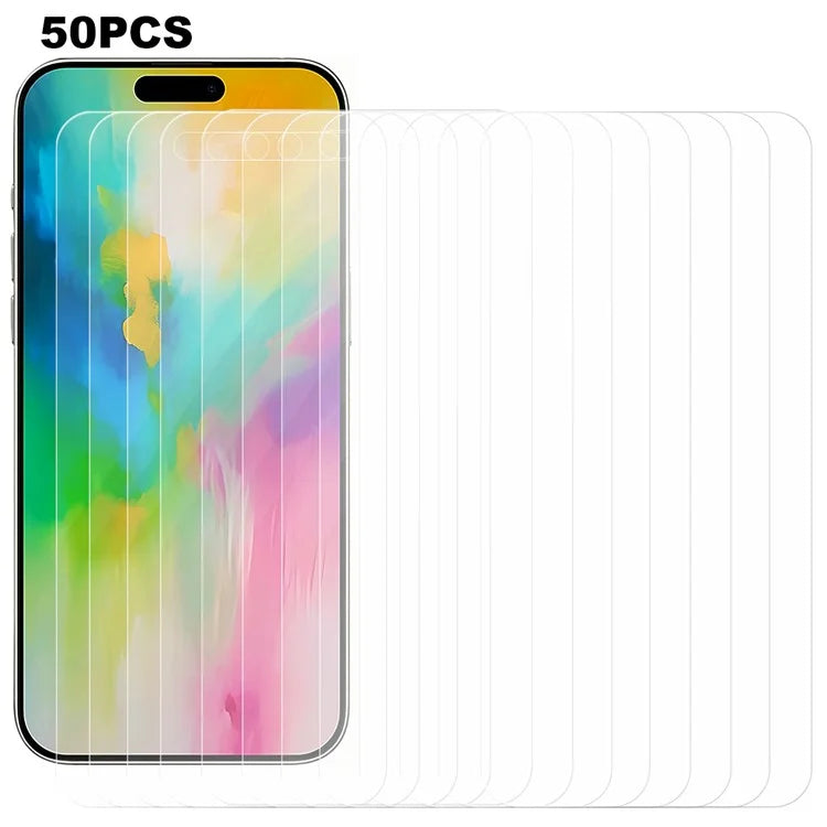 50Pcs For iPhone 16 Pro Tempered Glass Screen Protector 0.3mm 2.5D Ultra Clear Anti-Scratch Film