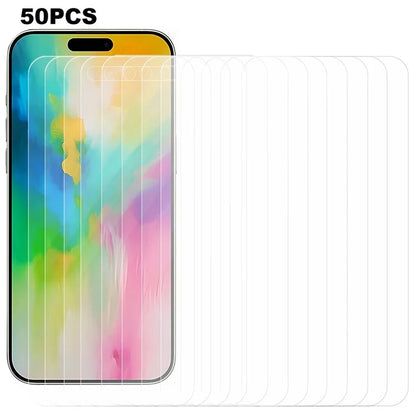 50Pcs For iPhone 16 Pro Tempered Glass Screen Protector 0.3mm 2.5D Ultra Clear Anti-Scratch Film
