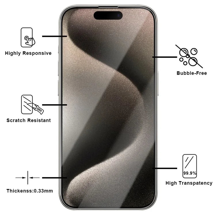 For iPhone 16 Pro Screen Protector High Aluminum-Silicon Glass 2.5D 9H Hardness