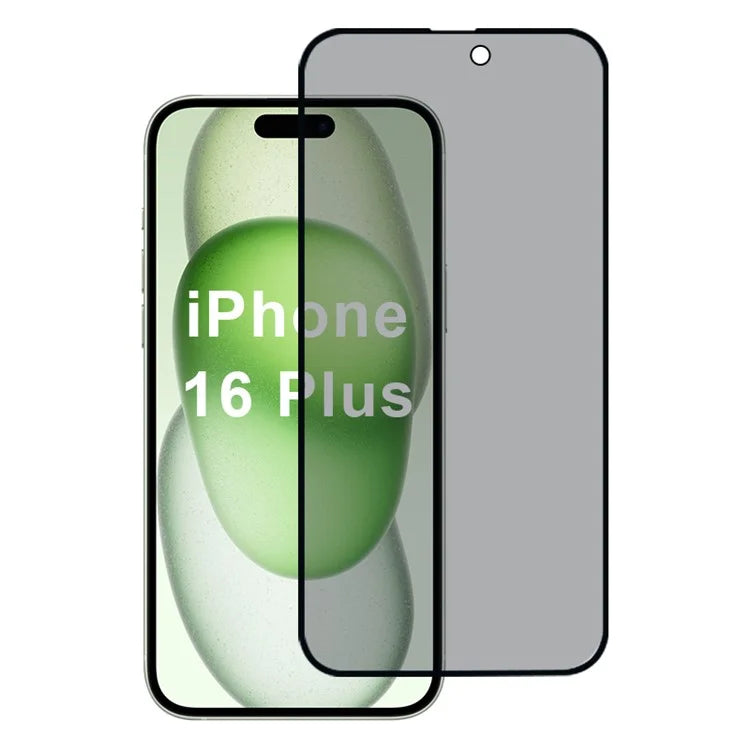 For iPhone 16 Plus Privacy Screen Protector 2.5D Silk Printing Film Full Glue Adhesive
